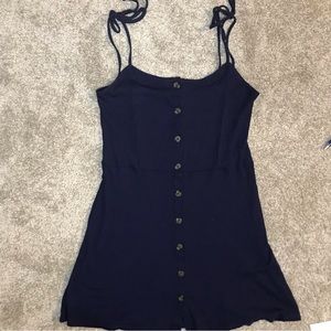 Topshop navy blue ribbed button up‎ dress size 10